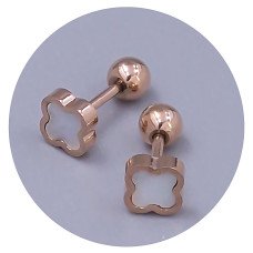 Сережки-гвоздики Stainless Steel з білою емаллю. Сталь. Позолота ЧВ. Довжина: 12 мм. Ширина: 6 мм.