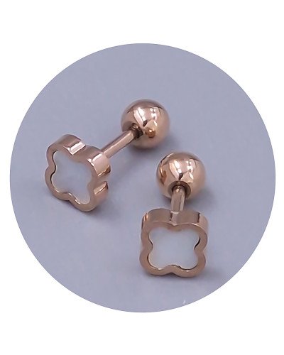 Сережки-гвоздики Stainless Steel з білою емаллю. Сталь. Позолота ЧВ. Довжина: 12 мм. Ширина: 6 мм.