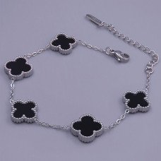 Двосторонній браслет із чорною емаллю Stainless Steel. Сталь. Родій. Камені: білий циркон. Довжина: 17.5-22.5 см. Ширина: 13 мм.