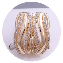 Сережки ХР. Позолота 18К. Камені: білий циркон. Довжина: 19 мм. Ширина: 9 мм.