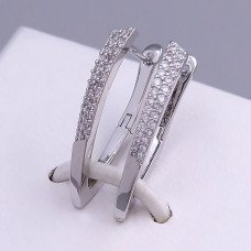 Сережки ХР. Родій. Камені: білий циркон. Довжина: 26 мм. Ширина: 3 мм.
