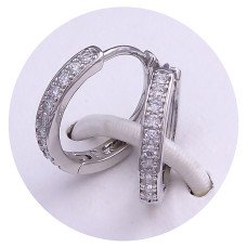 Сережки ХР. Родій. Камені: білий циркон. Діаметр: 16 мм. Ширина: 3 мм.