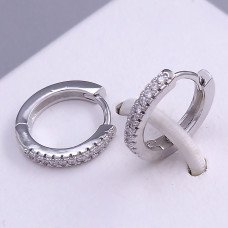 Сережки ХР. Родій. Камені: білий циркон. Діаметр: 15 мм. Ширина: 3 мм.