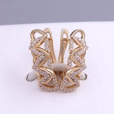 Сережки ХР. Позолота 18К. Камені: білий циркон. Довжина: 19 мм. Ширина: 6 мм.