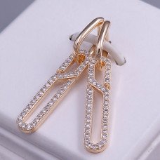 Сережки ХР. Позолота 18К. Камені: білий циркон. Довжина: 41 мм. Ширина: 6 мм.