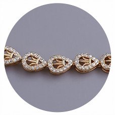 Браслет ХР. Мед. золото 18К. Камені білого кольору. Довжина: 18 см. Ширина: 6 мм.