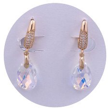 Сережки XР із Swarovski бензинового кольору. Мед. золото 18К. Довжина: 34 мм. Ширина: 10 мм.