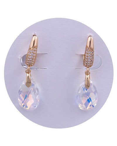 Сережки XР із Swarovski бензинового кольору. Мед. золото 18К. Довжина: 34 мм. Ширина: 10 мм.