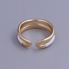 Каблучка XР. Мед. золото 18К та біла кераміка. Є: 16р 18р