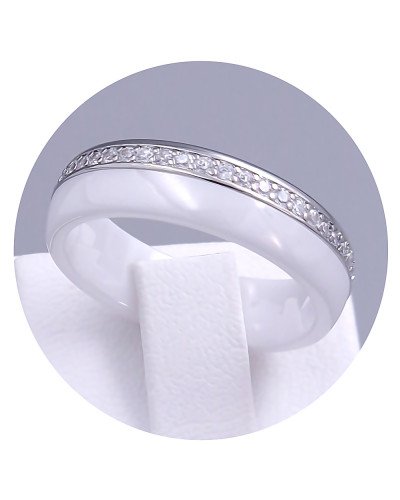 Каблучка XР. Мед. срібло та біла кераміка. Камені білого кольору. Є: 17р 18р 19р