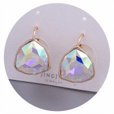 Сережки XР із Swarovski бензинового кольору. Мед. золото 18К. Довжина: 17 мм. Ширина: 13 мм.