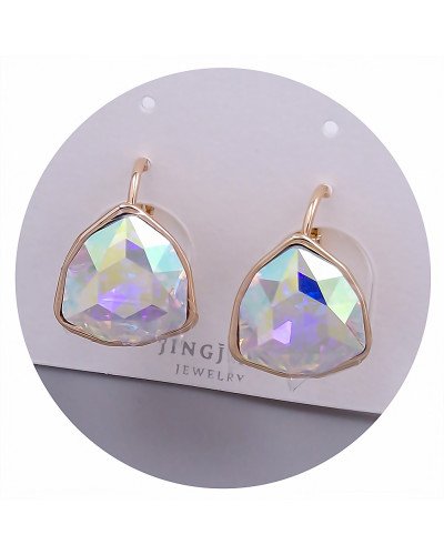 Сережки XР із Swarovski бензинового кольору. Мед. золото 18К. Довжина: 17 мм. Ширина: 13 мм.