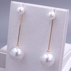 Сережки-гвоздики XР зі штучними перлами. Мед. золото 18К. Довжина: 49 мм. Ширина: 14 мм.