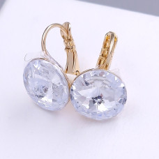 Сережки XР зі Swarovski білого кольору. Мед. золото 18К. Довжина: 17 мм. Ширина: 12 мм.