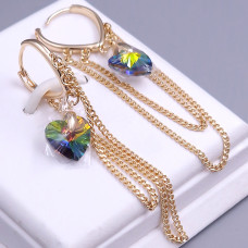 Сережки XР зі Swarovski хамелеон. Мед. золото 18К. Довжина: 60 ​​мм. Ширина: 15 мм.