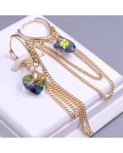 Сережки XР зі Swarovski хамелеон. Мед. золото 18К. Довжина: 60 ​​мм. Ширина: 15 мм.