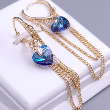 Сережки XР зі Swarovski хамелеон. Мед. золото 18К. Довжина: 60 ​​мм. Ширина: 15 мм.