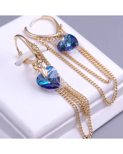 Сережки XР зі Swarovski хамелеон. Мед. золото 18К. Довжина: 60 ​​мм. Ширина: 15 мм.