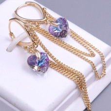 Сережки XР зі Swarovski хамелеон. Мед. золото 18К. Довжина: 60 ​​мм. Ширина: 15 мм.