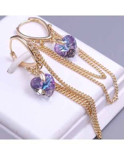 Сережки XР зі Swarovski хамелеон. Мед. золото 18К. Довжина: 60 ​​мм. Ширина: 15 мм.