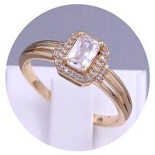 Каблучка XР. Мед. золото 18К. Камені білого кольору. Є: Есть: 16р 17р 18р 19р
