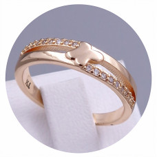 Каблучка XР. Мед. золото 18К. Камені білого кольору. Є: 17р 18р