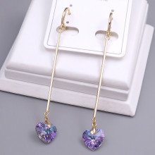 Сережки XР зі Swarovski. Мед. золото 18К. Довжина: 71 мм. Ширина: 9 мм.