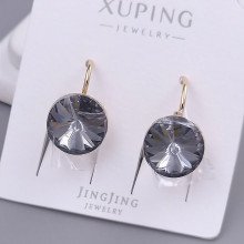 Сережки XР зі Swarovski чорного кольору. Мед. золото 18К. Довжина: 18 мм. Ширина: 11 мм.