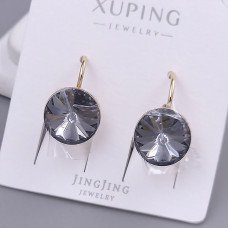 Сережки XР зі Swarovski чорного кольору. Мед. золото 18К. Довжина: 18 мм. Ширина: 11 мм.