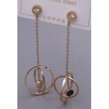 Сережки-гвоздики Stainless Steel. Сталь. Під золото КО. Камені білого кольору. Довжина: 70 мм. Ширина: 21 мм.