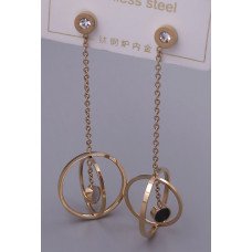 Сережки-гвоздики Stainless Steel. Сталь. Під золото КО. Камені білого кольору. Довжина: 70 мм. Ширина: 21 мм.