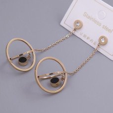 Сережки-гвоздики Stainless Steel. Сталь. Під золото КО. Камені білого кольору. Довжина: 70 мм. Ширина: 21 мм.