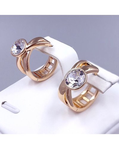 Сережки XР зі Swarovski білого кольору. Мед. золото 18К. Діаметр: 15 мм. Ширина: 8 мм.