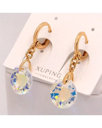 Сережки XР із Swarovski бензинового кольору. Мед. золото 18К. Довжина: 29 мм. Ширина: 12 мм.