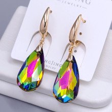 Сережки XР із Swarovski. Мед. золото 18К. Довжина: 39 мм. Ширина: 9 мм.