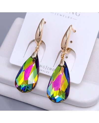 Сережки XР із Swarovski. Мед. золото 18К. Довжина: 39 мм. Ширина: 9 мм.