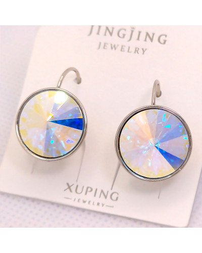 Сережки XР із Swarovski бензинового кольору. Мед. срібло. Довжина: 20 мм. Ширина: 13 мм.