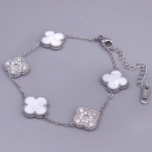 Браслет Stainless Steel. Сталь. Під срібло. Камені білого кольору. Довжина: 17-22 см. Ширина: 16 мм.