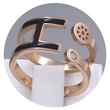 Каблучка Stainless Steel. Сталь. Під золото КО. Камені білого кольору. Є: 16р 17р 18р 19р