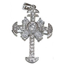 Хрестик XР. Родій. Камені: білий циркон. Висота: 3,5 см Ширина: 20 мм