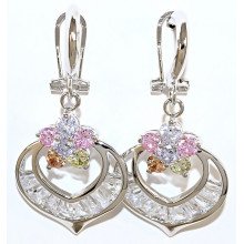 Сережки. Родій. Камені: різних кольорів. Довжина: 4,5 см. Ширина: 22 мм.