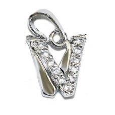 Кулон XР. Родій. Камені: білий циркон. Довжина: 1,8 см. Ширина: 10 мм.