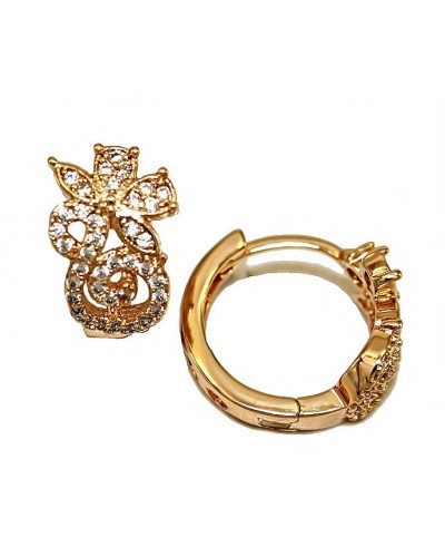 Сережки XР. Позолота 18К. Камені: білий циркон. Довжина: 1,5 см. Ширина: 10 мм.