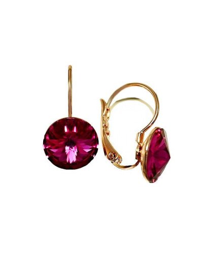 Сережки ХР. Позолота ЧВ. Камені: Swarovski малинового кольору. Довжина: 2 см Діаметр: 10 мм