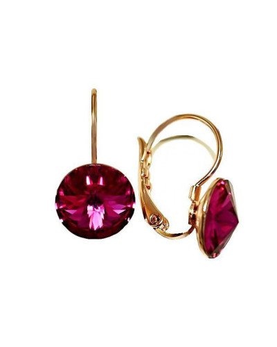 Сережки ХР. Позолота ЧВ. Камені: Swarovski малинового кольору. Довжина: 2 см Діаметр: 10 мм