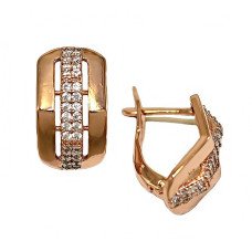 Сережки XР. Позолота ЧВ. Камені: білий циркон. Довжина: 1,5 см. Ширина: 9 мм.