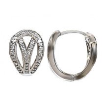 Сережки ХР. Родій. Камені: білий циркон. Довжина: 1.8 см. Ширина: 12 мм.
