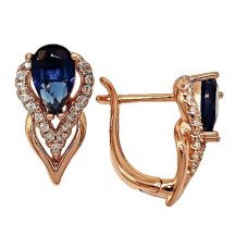 Сережки XР. Позолота ЧВ. Камені: синій та білий циркон. Довжина: 1,7 см. Ширина: 9 мм.
