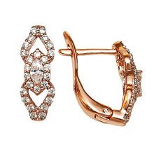 Сережки XР. Позолота ЧВ. Камені: білий циркон. Довжина: 1,5 см. Ширина: 5 мм.