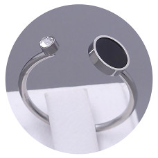 Каблучка Stainless Steel. Сталь. Під ​​срібло. Камені білого кольору. Є: 16р 17р 18р 19р
